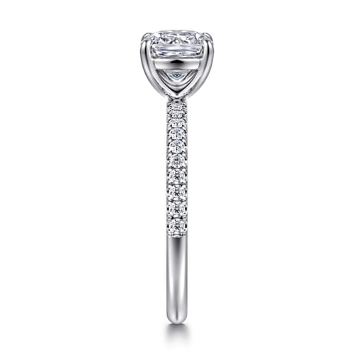 18K White Gold Cushion Cut Diamond Engagement Ring