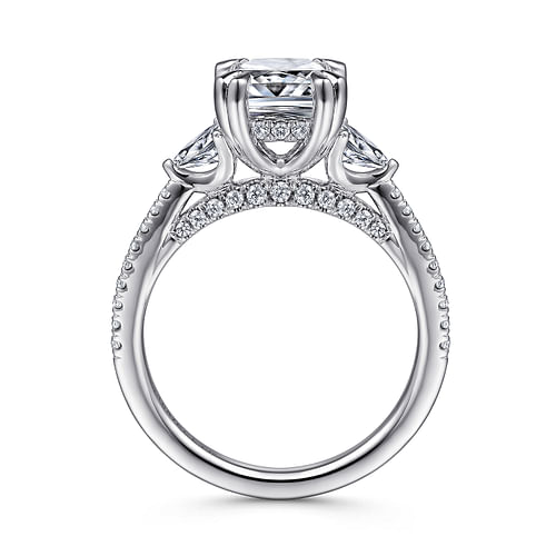 18K White Gold Cushion Cut Three Stone Diamond Engagement Ring