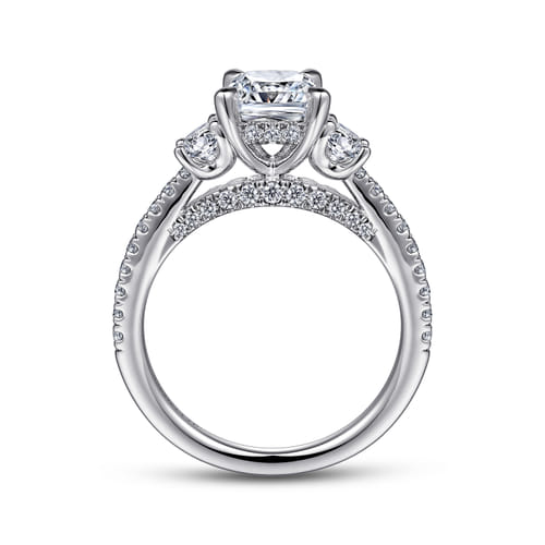 18K White Gold Cushion Cut Three Stone Diamond Engagement Ring 18K White Gold Cushion Cut Three Stone Diamond Engagement Ring