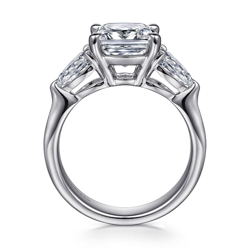 18K White Gold Cushion Cut Three Stone Diamond Engagement Ring