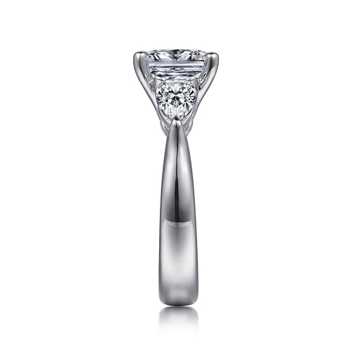 18K White Gold Cushion Cut Three Stone Diamond Engagement Ring
