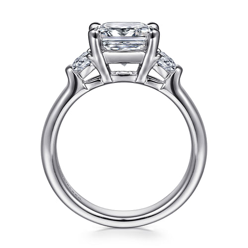 18K White Gold Cushion Cut Three Stone Diamond Engagement Ring