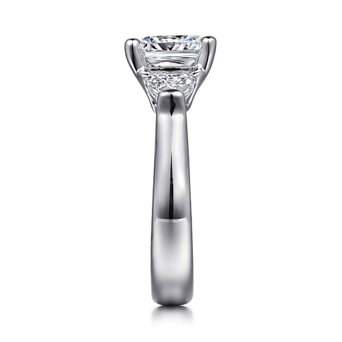 18K White Gold Cushion Cut Three Stone Diamond Engagement Ring