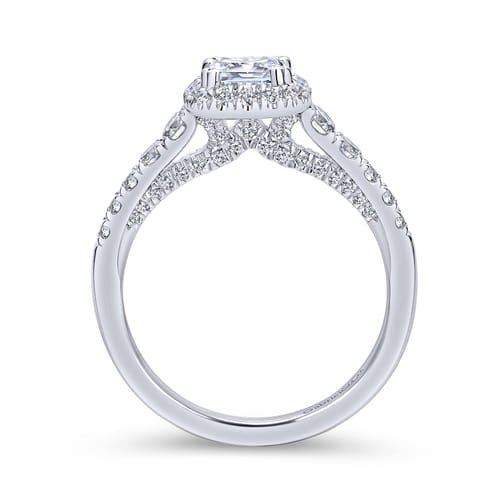 18K White Gold Cushion Halo Diamond Engagement Ring
