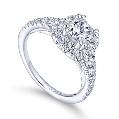 18K White Gold Cushion Halo Diamond Engagement Ring 18K White Gold Cushion Halo Diamond Engagement Ring