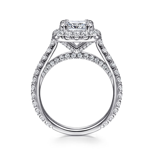 18K White Gold Cushion Halo Diamond Engagement Ring