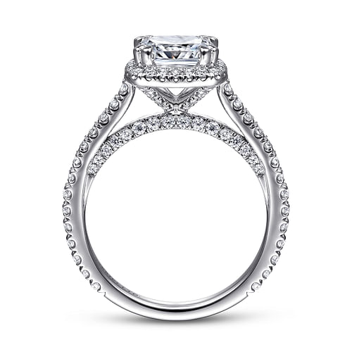 18K White Gold Cushion Halo Diamond Engagement Ring