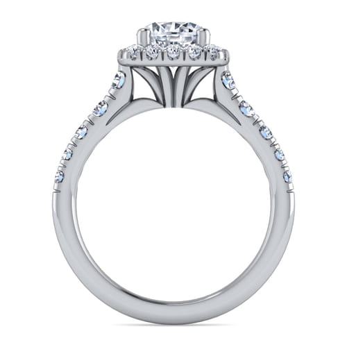 18K White Gold Cushion Halo Round Diamond Engagement Ring 18K White Gold Cushion Halo Round Diamond Engagement Ring