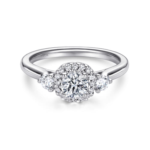18K White Gold Cushion Halo Round Diamond Engagement Ring 18K White Gold Cushion Halo Round Diamond Engagement Ring