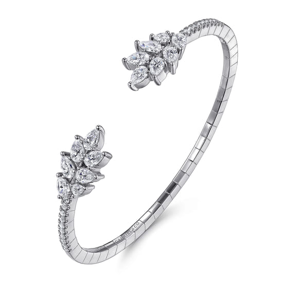 18K White Gold Diamond Bangle angle 2