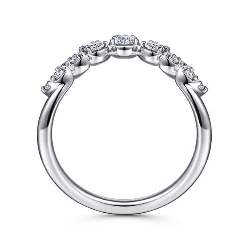 18K White Gold Diamond Burst Curved Ring