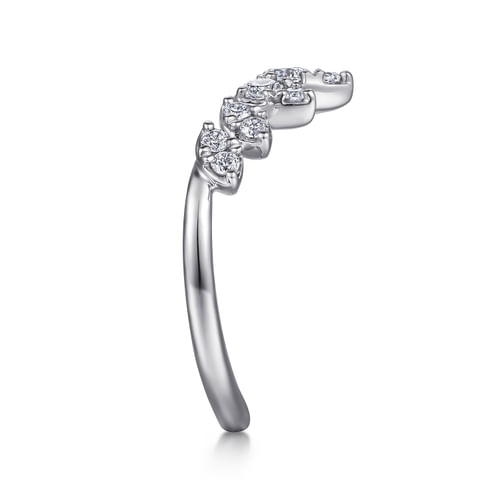 18K White Gold Diamond Burst Curved Ring