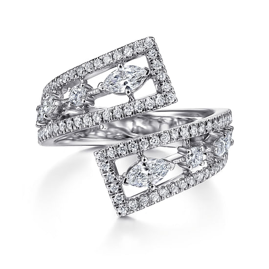 Gabriel - 18K White Gold Diamond Bypass Open Ring