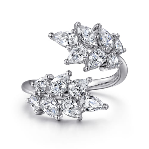 18K White Gold Diamond Bypass Ring 18K White Gold Diamond Bypass Ring