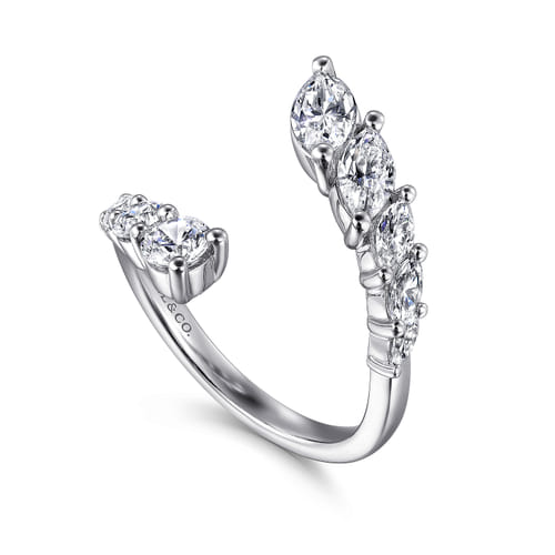 18K White Gold Diamond Bypass Ring