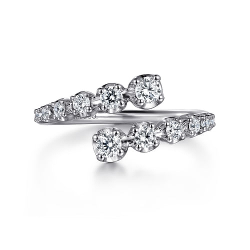 18K White Gold Diamond Bypass Ring