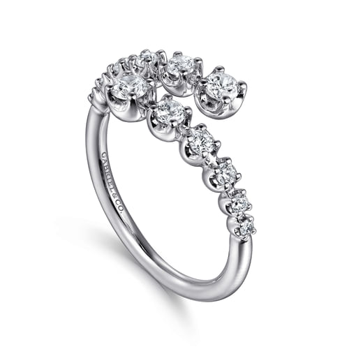 18K White Gold Diamond Bypass Ring