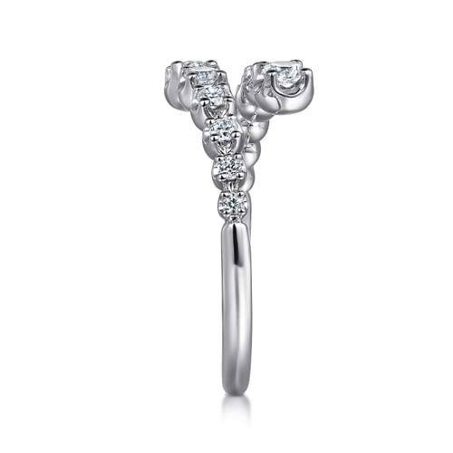 18K White Gold Diamond Bypass Ring