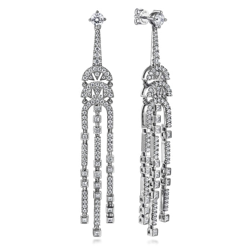 18K White Gold Diamond Chandelier Earrings 