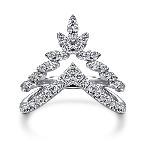 18K White Gold Diamond Chevron Ring