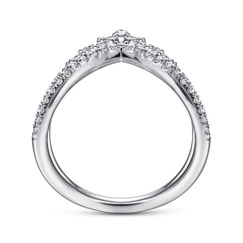 18K White Gold Diamond Chevron Ring