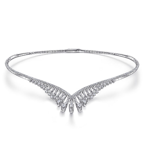 18K White Gold Diamond Choker Necklace