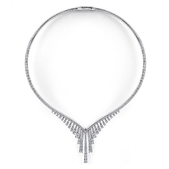 18K White Gold Diamond Choker Necklace angle 3