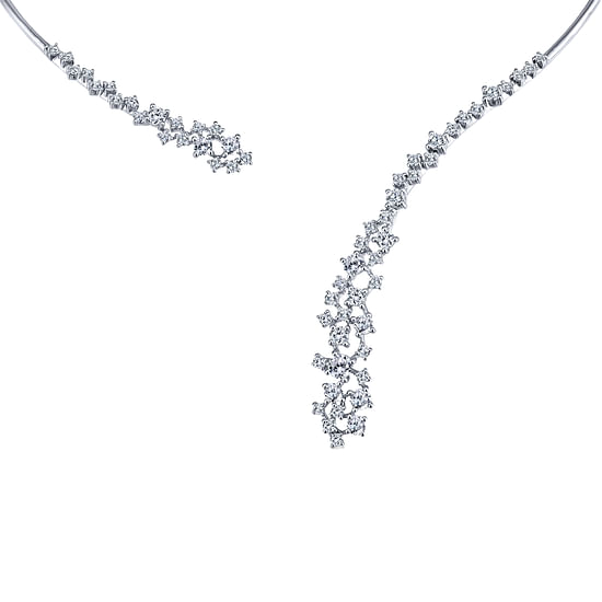 Gabriel - 18K White Gold Diamond Cluster Open Choker Necklace