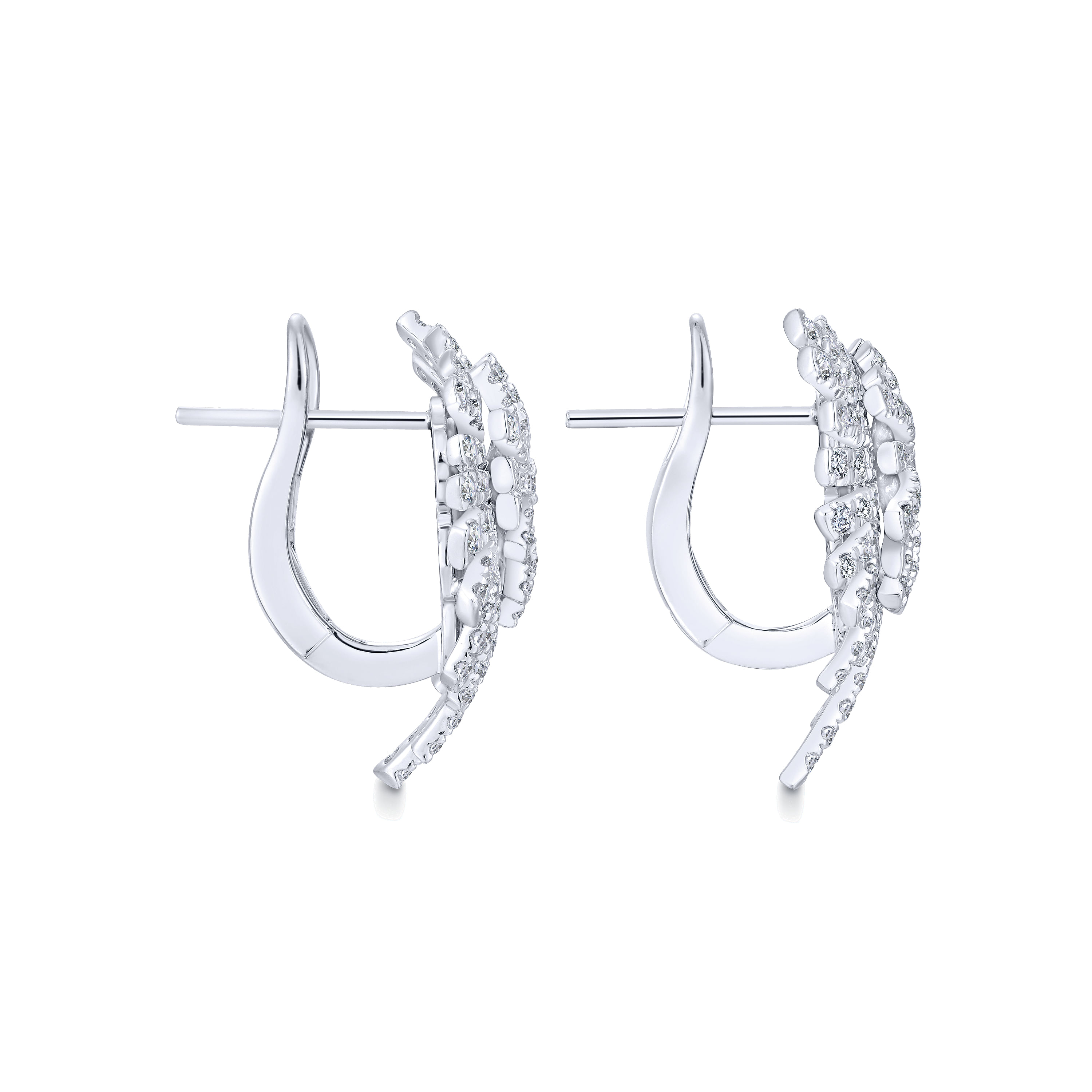 18K White Gold Diamond Cluster Statement Earrings