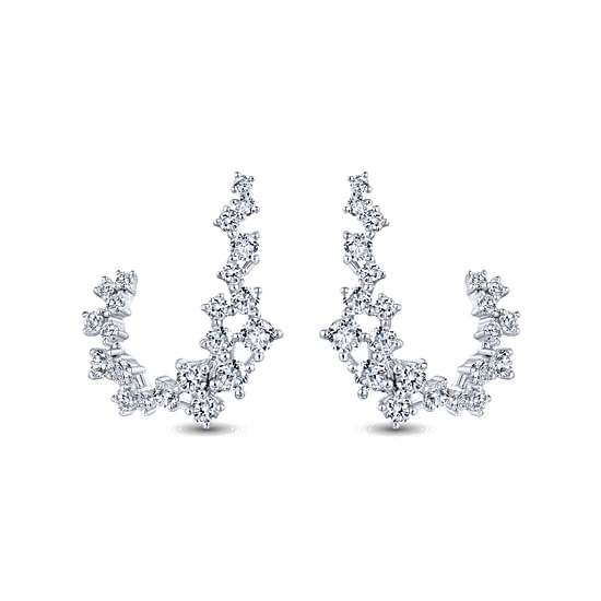 Gabriel - 18K White Gold Diamond Constellation Bypass Hoop Earrings