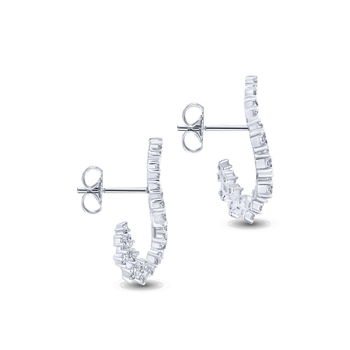 18K White Gold Diamond Constellation Bypass Hoop Earrings