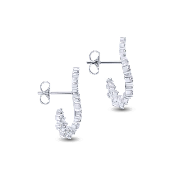 18K White Gold Diamond Constellation Bypass Hoop Earrings angle 3