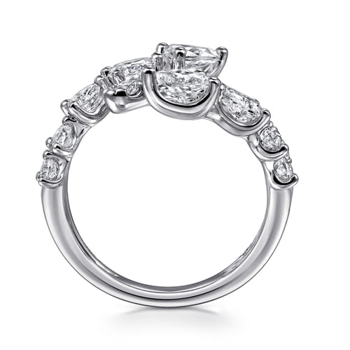 18K White Gold Diamond Double Row Bypass Ladies Ring