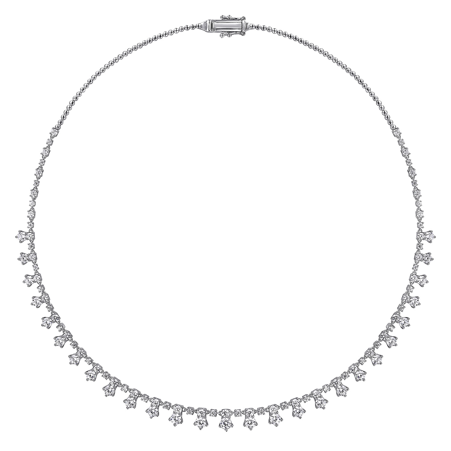 18K White Gold Diamond Drops Necklace