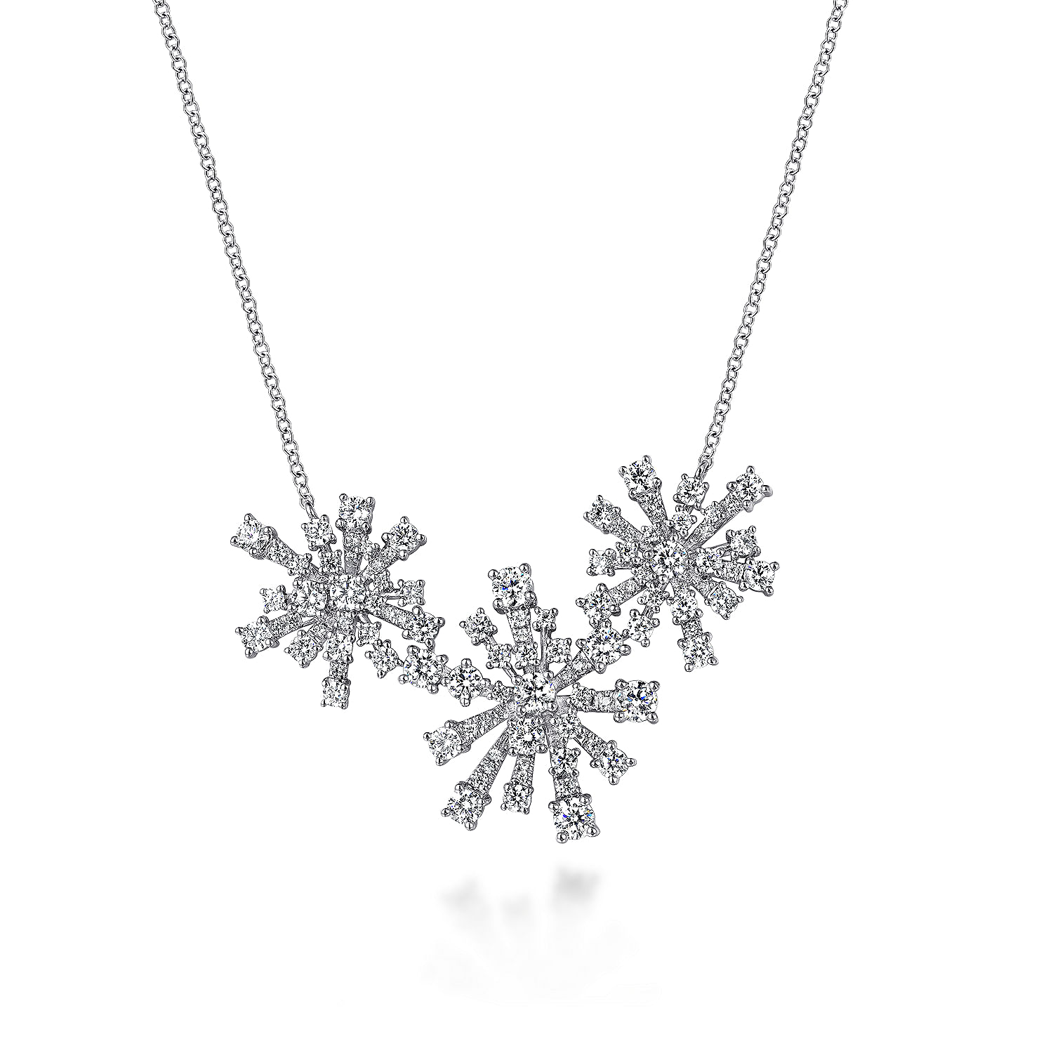 18K White Gold Diamond Floral Necklace