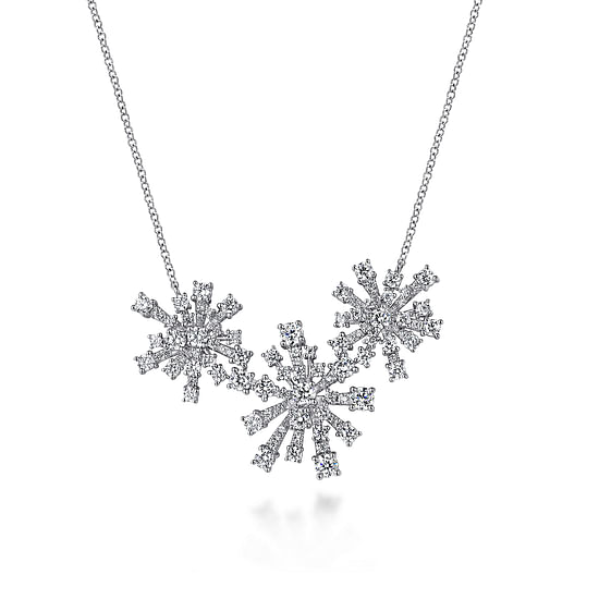 Gabriel - 18K White Gold Diamond Floral Necklace