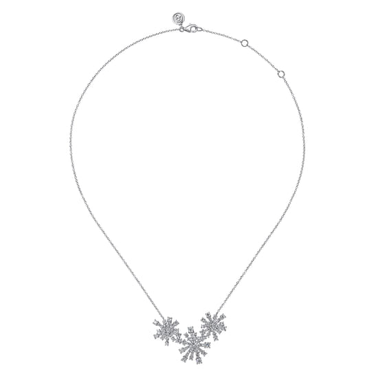 18K White Gold Diamond Floral Necklace angle 2