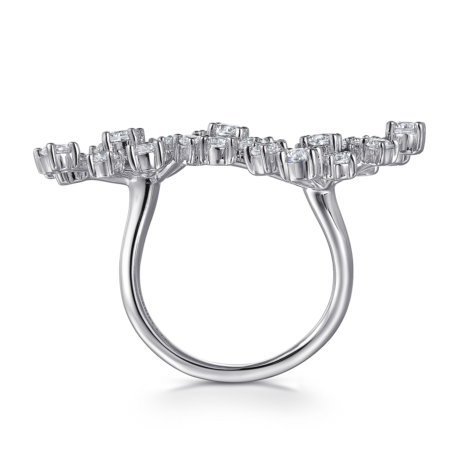18K White Gold Diamond Floral Open Ladies Ring