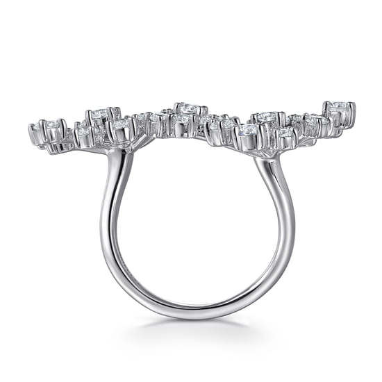 18K White Gold Diamond Floral Open Ladies Ring angle 2