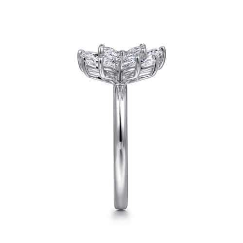 18K White Gold Diamond Floral Open Ladies Ring