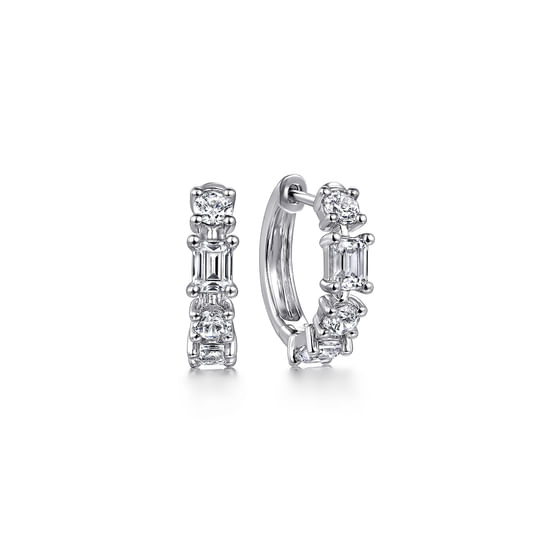 Gabriel - 18K White Gold Diamond Huggie Earrings