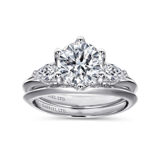 18K White Gold Diamond Matching Wedding Band angle 4