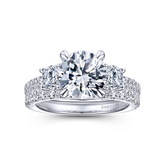 18K White Gold Diamond Matching Wedding Band angle 4
