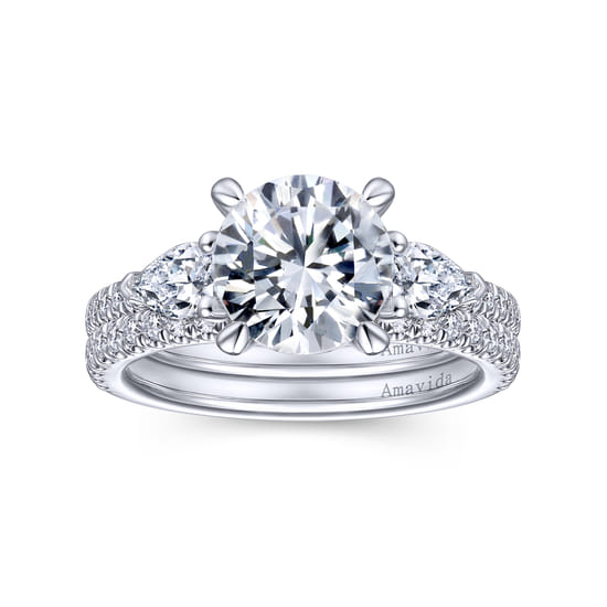 18K White Gold Diamond Matching Wedding Band angle 4