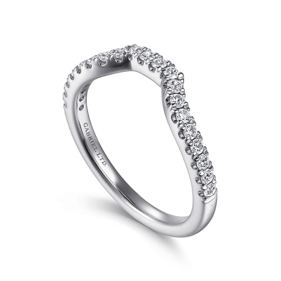 18K White Gold Diamond Matching Wedding Band angle 3