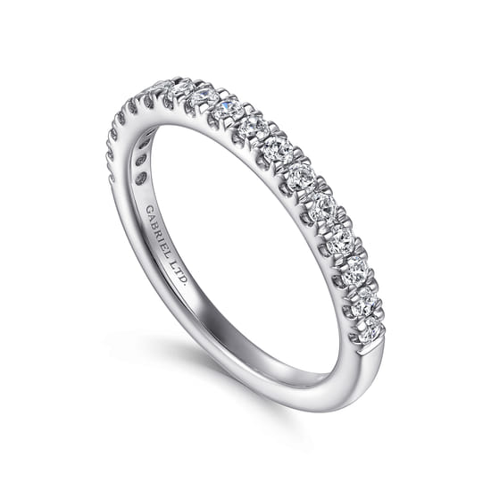18K White Gold Diamond Matching Wedding Band angle 3