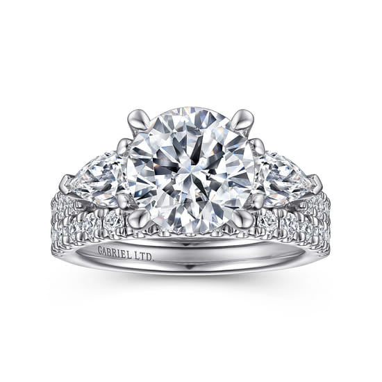 18K White Gold Diamond Matching Wedding Band angle 4