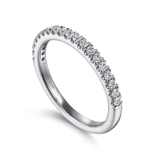 18K White Gold Diamond Matching Wedding Band angle 3