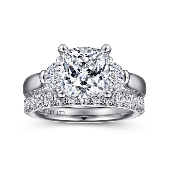 18K White Gold Diamond Matching Wedding Band angle 4