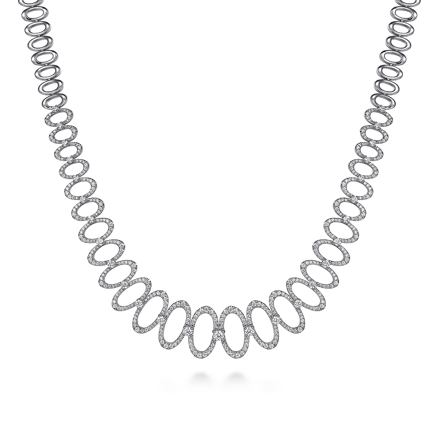 Gabriel - 18K White Gold Diamond Oval Link Necklace